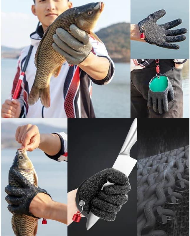 HYOIIO Fishing Catching Gloves Non-Slip Fisherman Protect Hand Professional Fishing  Gloves Anti-Slip Prevent from Puncture Scrapes Fish Cleaning Gloves Outdoor Fishing  Gloves