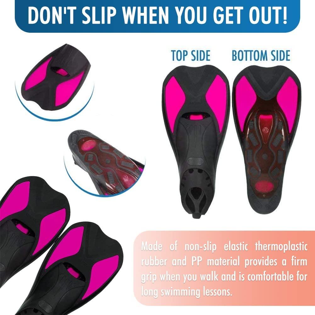 Comfecto Swimming Fins Short Floating Training Fins for Kids and Adults, Thermoplastic Rubber