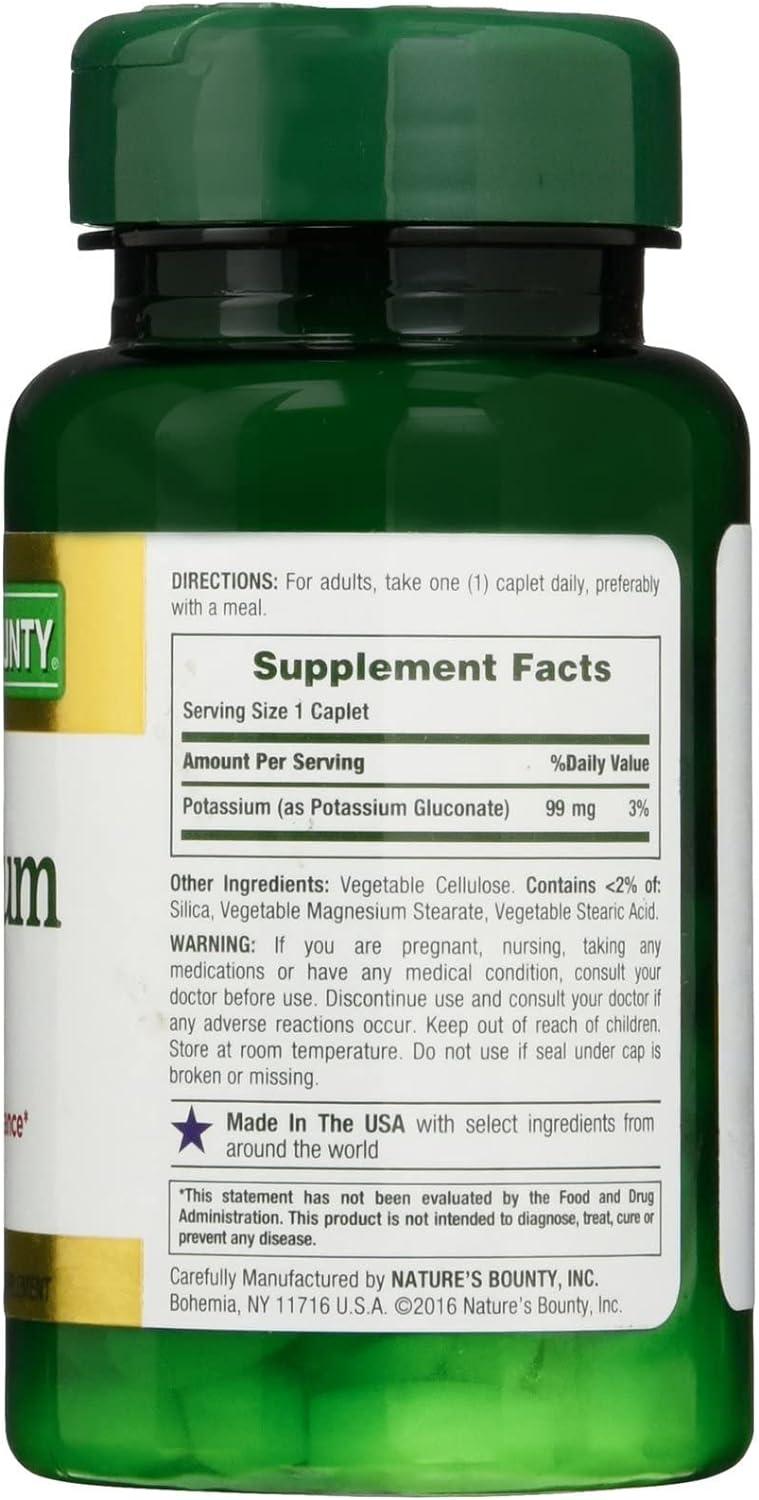 Nature's Bounty Potassium Gluconate 99mg 100 Caplets