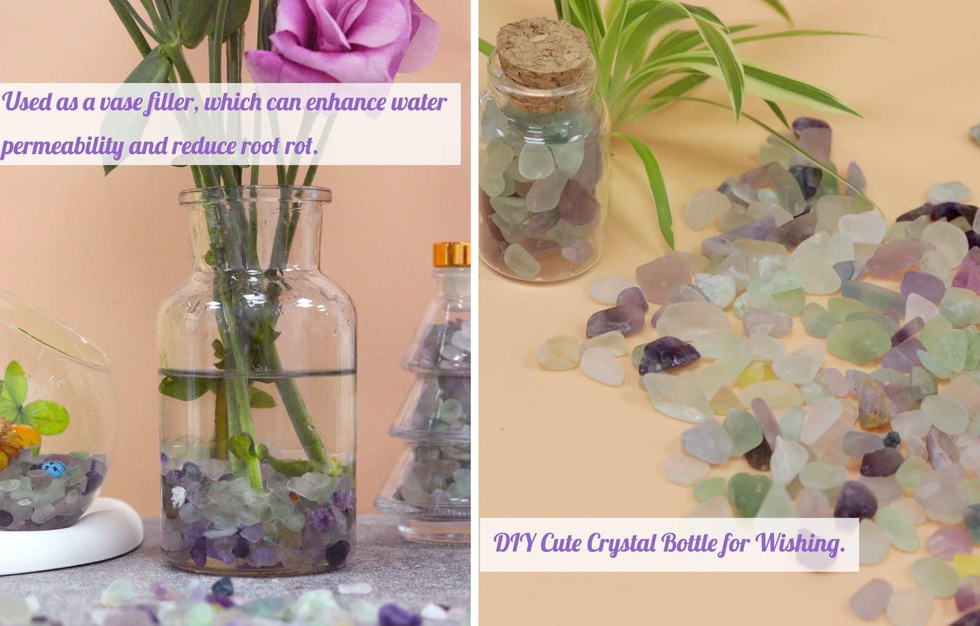 ZHIYUXI 1 lb Fluorite Crystal Chips Bulk Fish Tank Decorations Aquarium  Rocks Gravel Vase Filler Stones Crystals for Candle Making Witch Kit Gravel