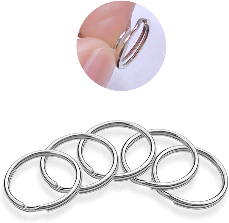 100 Pcs Split Ring Small Key Rings Bulk Split Keychain Rings DIY Craft Metal  Keychain Connector Accessories (12mm)