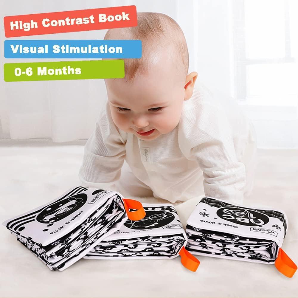 4 High Contrast Newborn Toyd Black and White Rattles Baby Hanging Toys for  Infants 0 3 6 12 Months, Infant Black and White Baby Sensory Soft Toys  Tummy Time for Visual Stimulation 