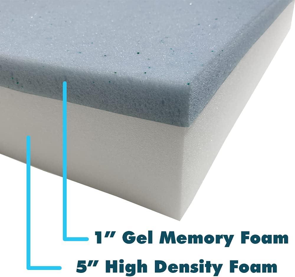 Foamma 6 x 26 x 26 Gel Memory Foam, High Density Base, Medium Feel  (Chair Cushion Square Foam for Dining Chairs, Wheelchair Seat Cushion  Replacement) Gel Memory Foam 6 x 26 x