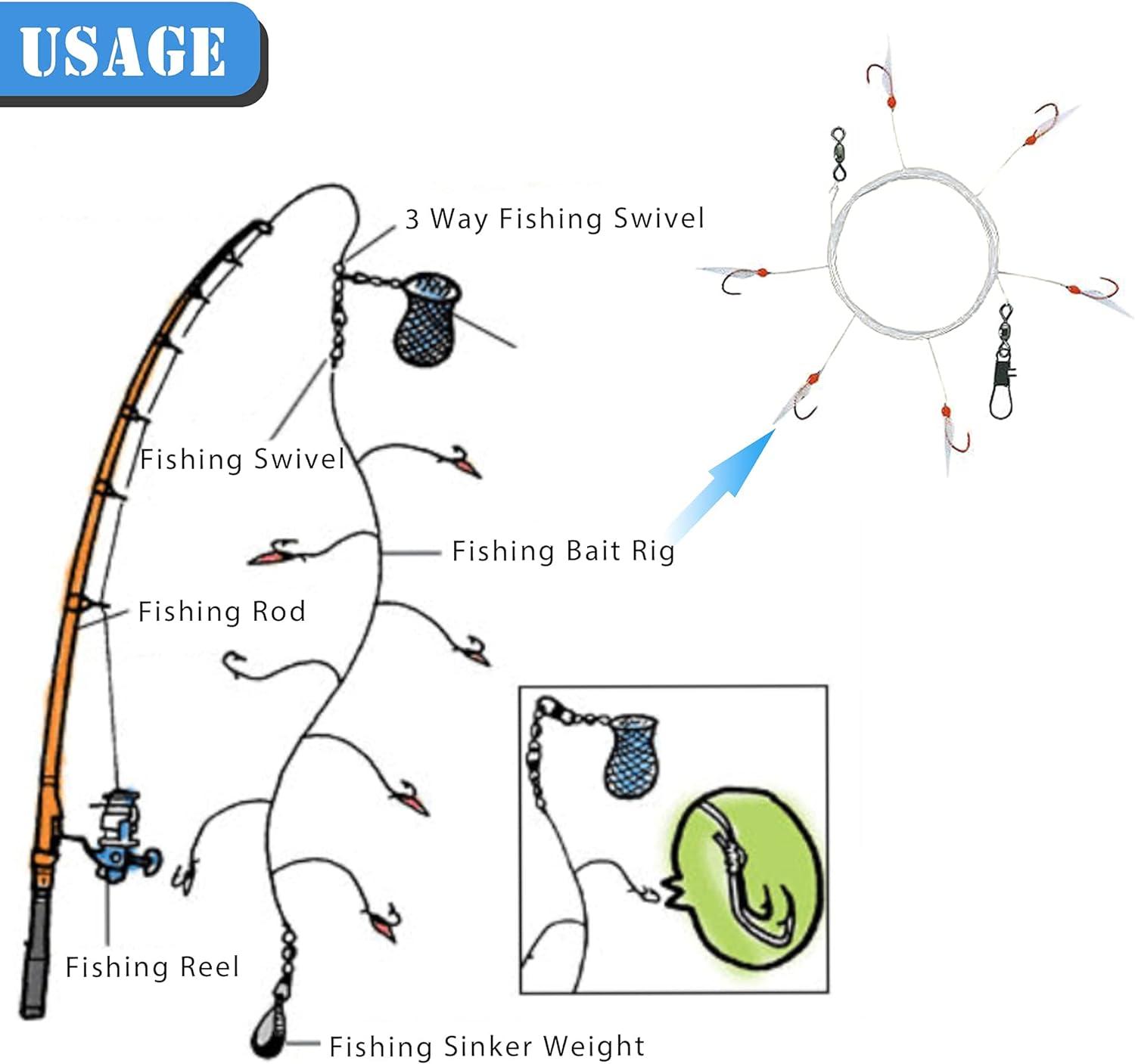Fishing Rigs Saltwater Bait Lures 15 Packs Surf Fishing Rigs Glow