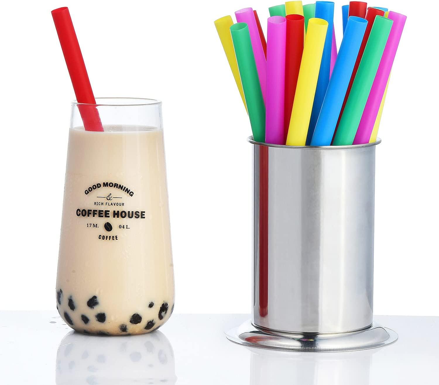 ALINK 100 Extra Large Plastic Bubble Tea Smoothie Straws, 1/2" Wide X 8