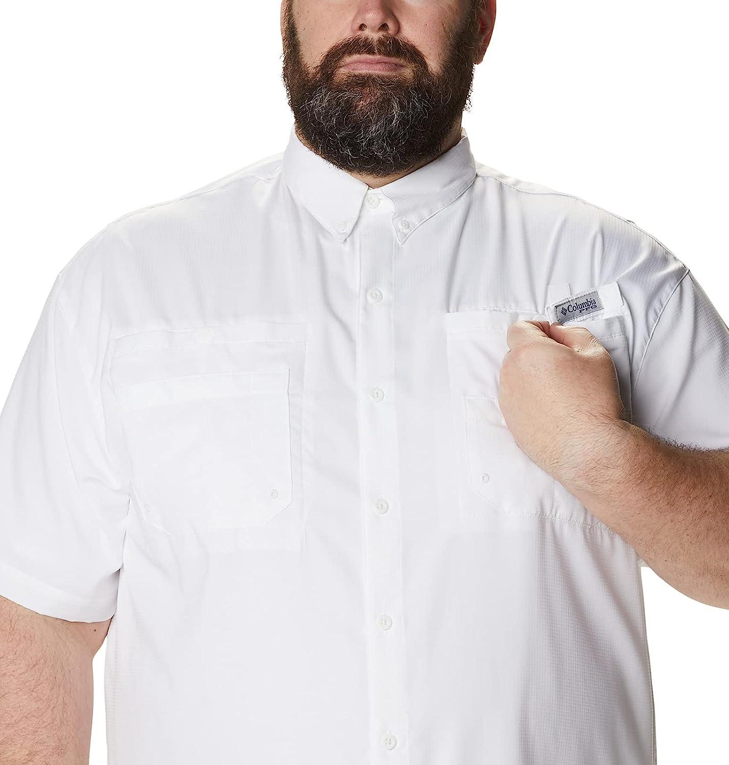 Columbia Men's PFG Tamiami Ii UPF 40 Short Sleeve Fishing Shirt White Large