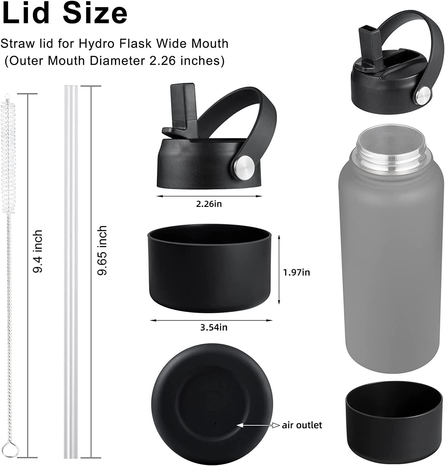 KMN Flex Straw Lid for Hydro Flask Wide Mouth - Black, Silicone Boot -  Replacement Lid for Hydroflask 12-64 oz - Water Bottle Accessories | Buy  Now with Express International Delivery | GoSupps.com