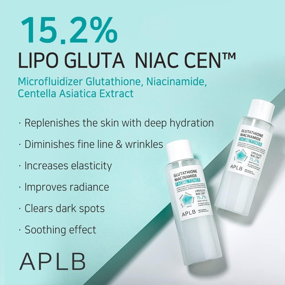 APLB Glutathione Niacinamide Facial Toner - 15.2% LIPO GLUTA NIAC CEN | Korean Skincare for Moisture Revitalization & Improved Skin Texture | Buy Now with Express International Delivery | GoSupps.com APLB Glutathione Niacinamide Facial Toner - 15.2% LIPO GLUTA NIAC CEN | Korean Skincare for Moisture Revitalization & Improved Skin Texture | Buy Now with Express International Delivery | GoSupps.com