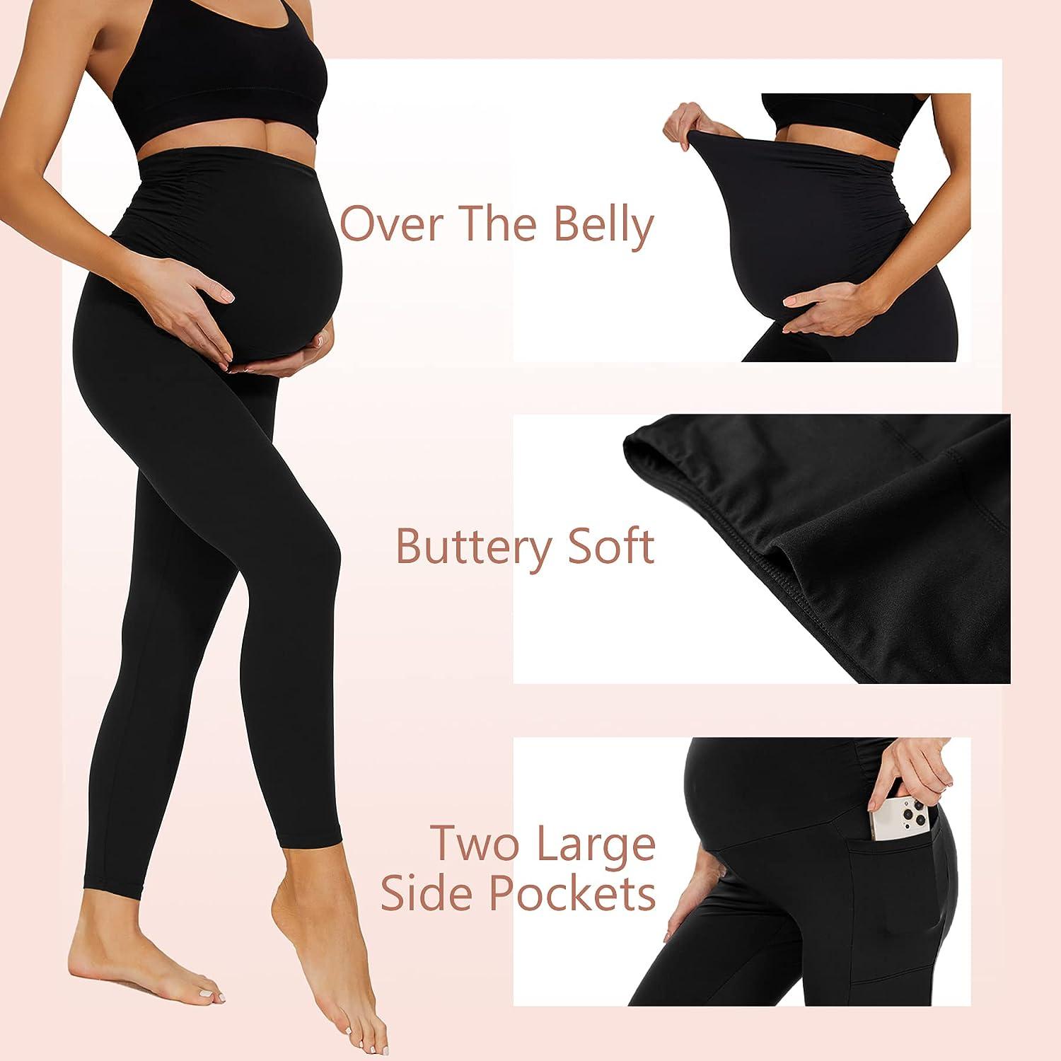 HIGHDAYS Women's Maternity Workout Leggings Over The Belly