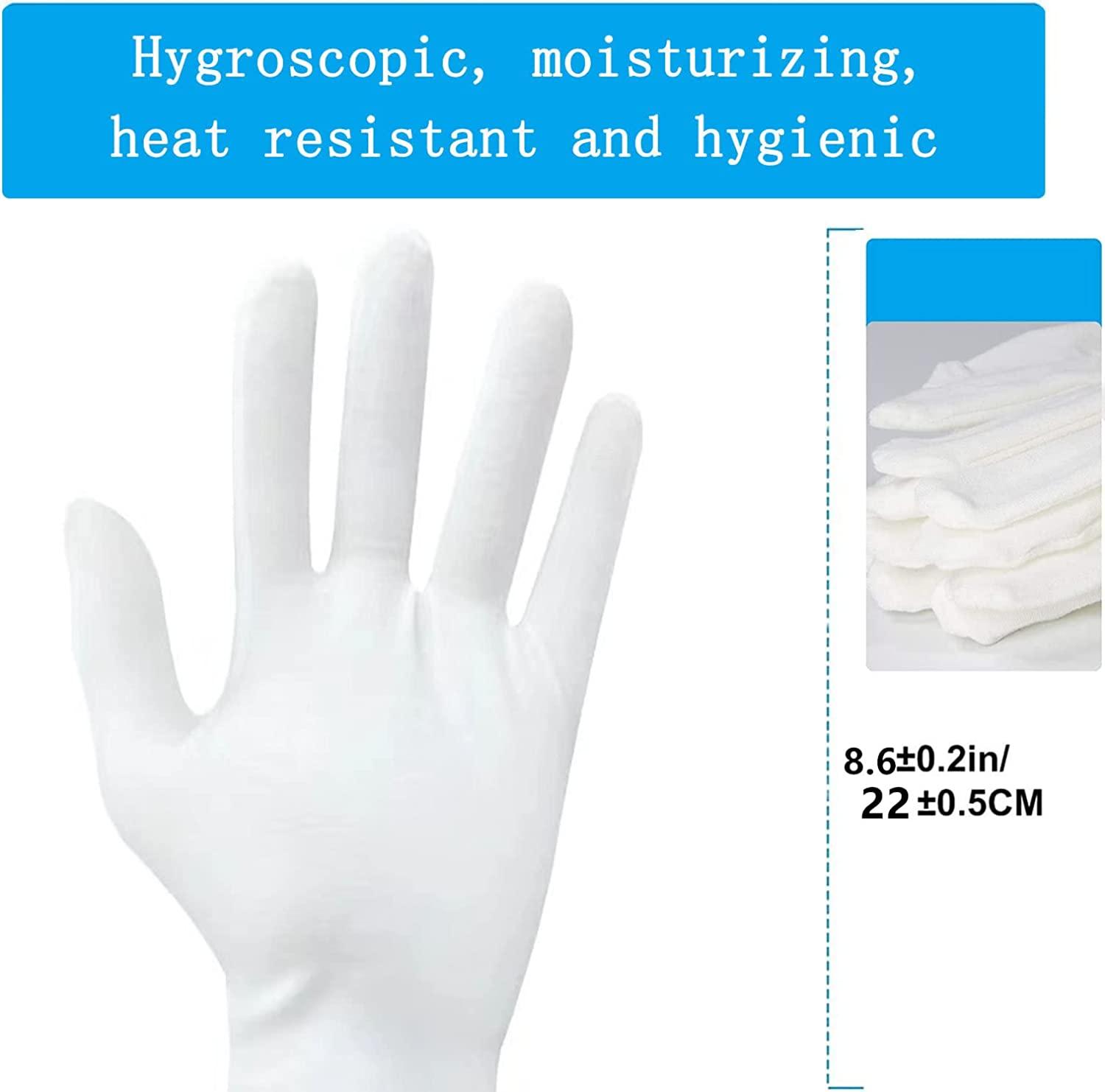 White Cotton Moisturizing Gloves 10 Pcs Overnight Eczema