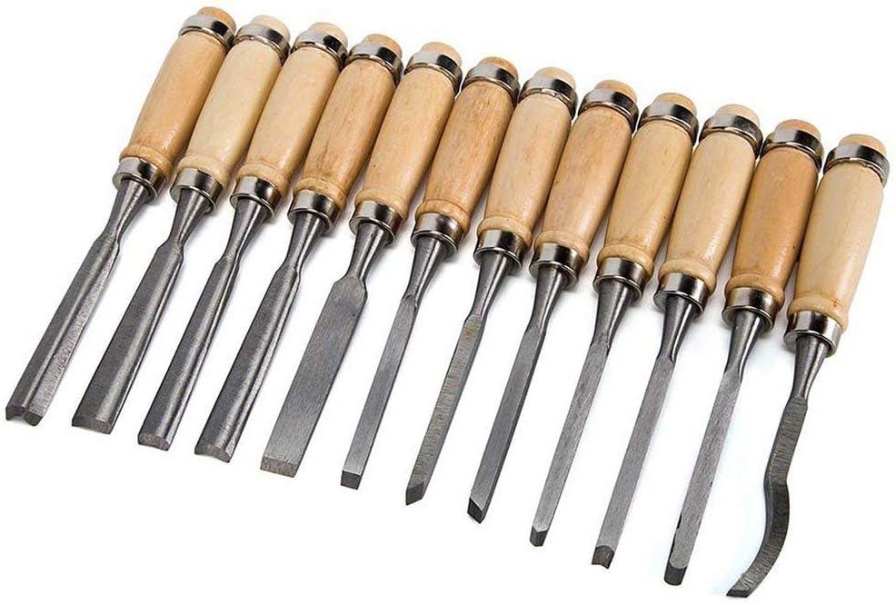 12pc Set Carbon Steel Cutting Blades Wood Carving Tools Storage