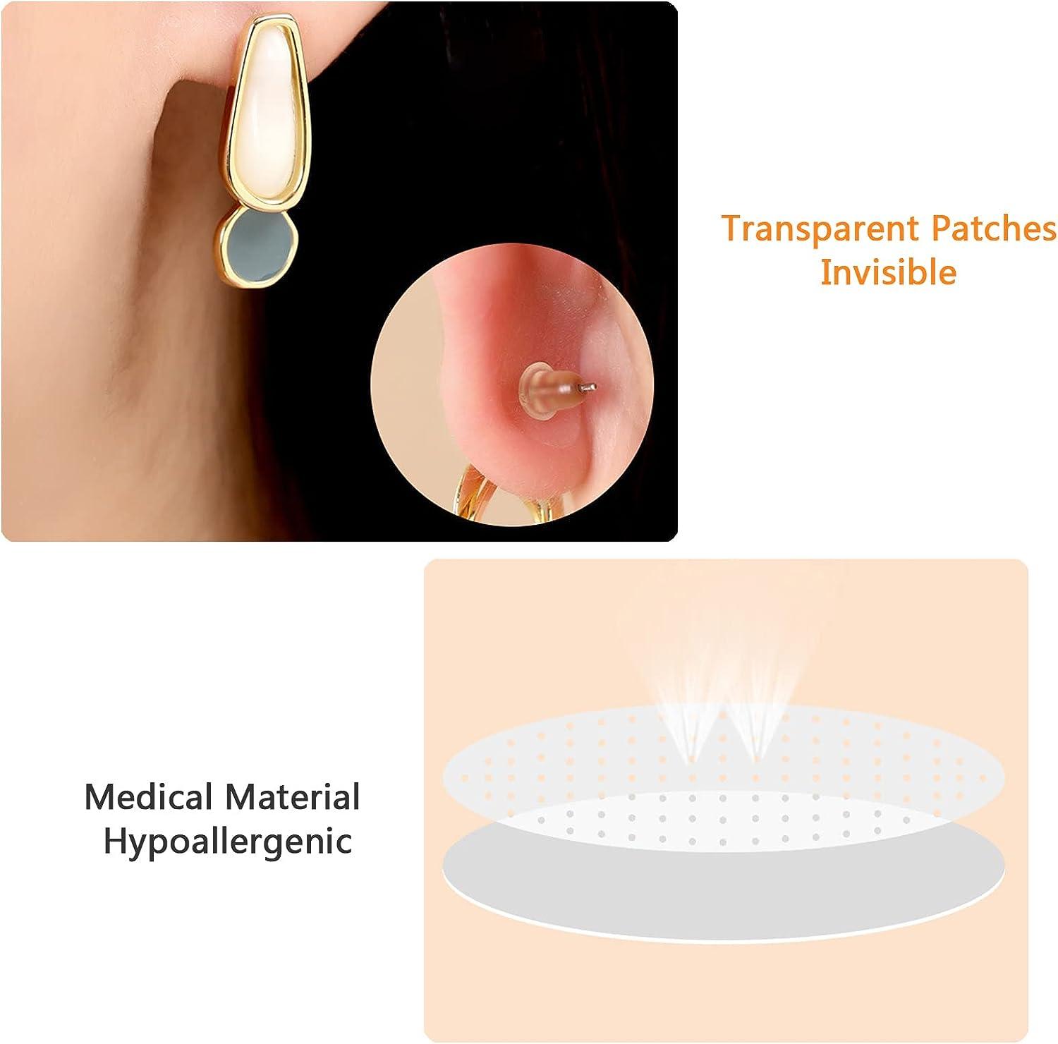 200 Pcs Ear Lobe Support Patches, Earring Support Patches Large Earrings  Support Sticker Reduces Strain Ear Patches for Men Women Long