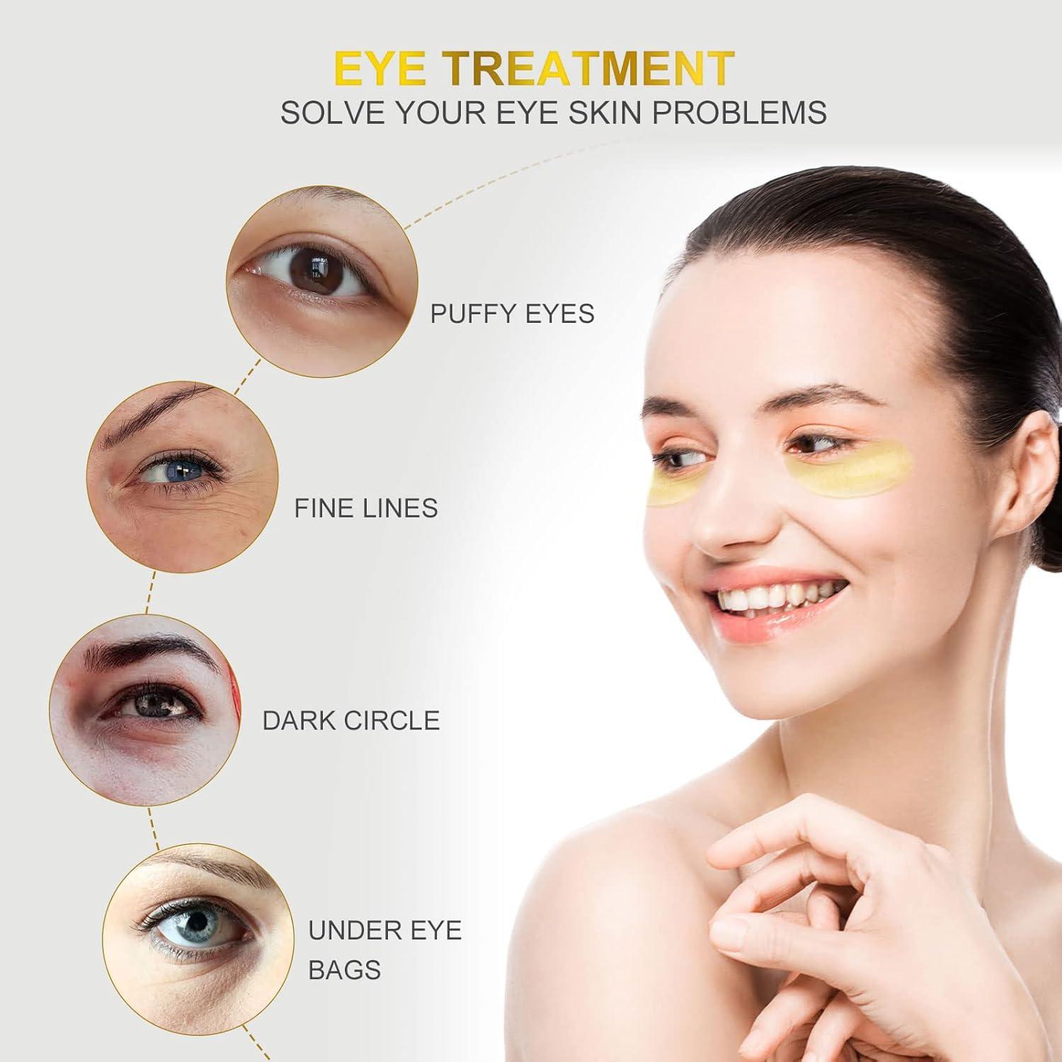 24K Gold Under Eye Patches - 60 PCS Collagen Gel Eye Masks