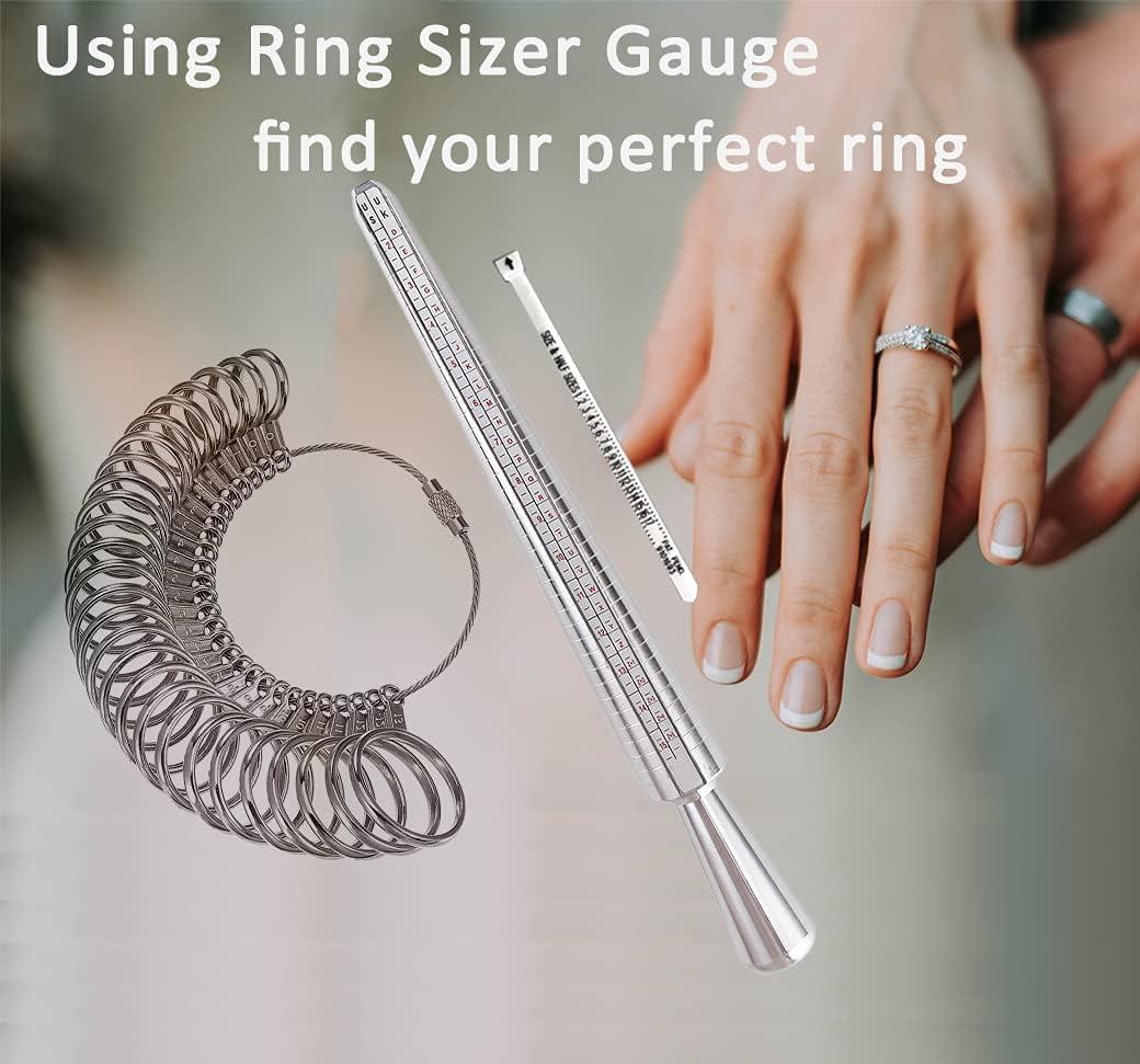 Meowoo Ring Sizer Measuring Tool Set, Ring Gauges with Finger Sizer Mandrel  Ring Sizer Tools for Jewelry Sizing Measuring