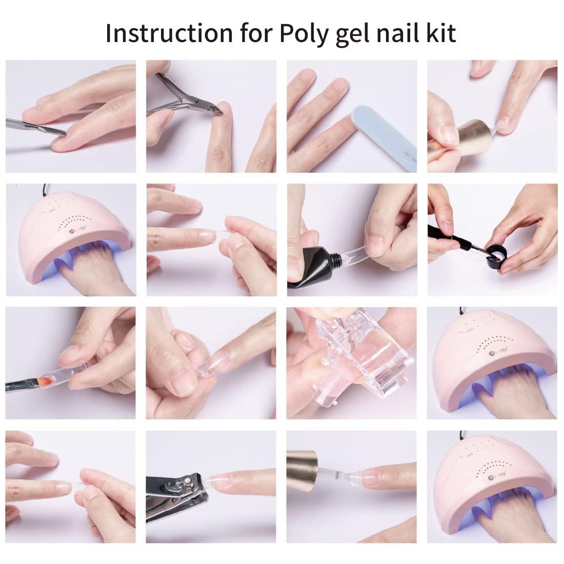 Mobray Poly Extension Nail Gel Kit, 8 Colors Clear Pink Red Glitter