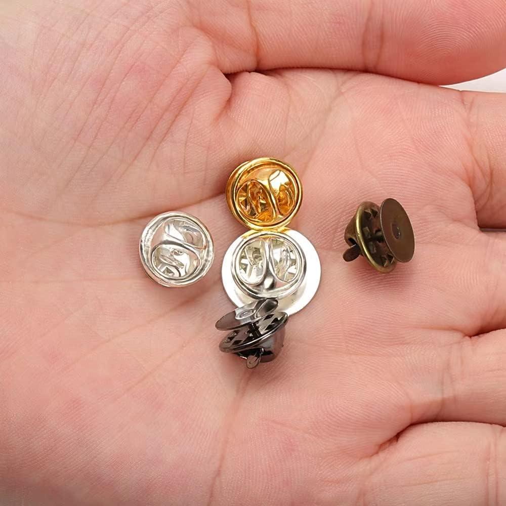 Locking Pin Backs For Enamel Pins Badges Insignias 10 PCS (Golden)