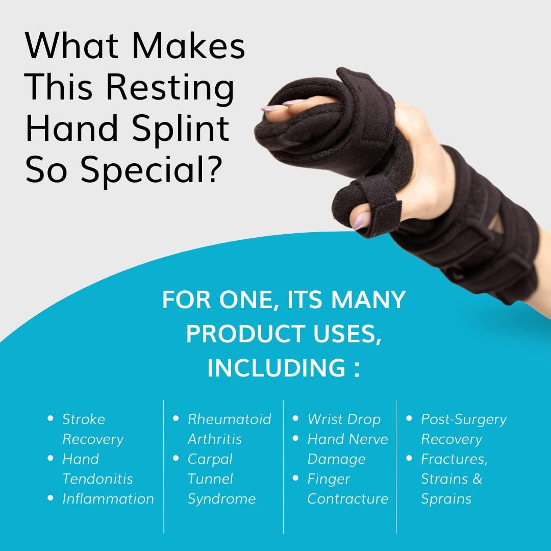 BraceAbility Resting Hand Splint Soft Functional Stroke and Surgery Recovery Brace for