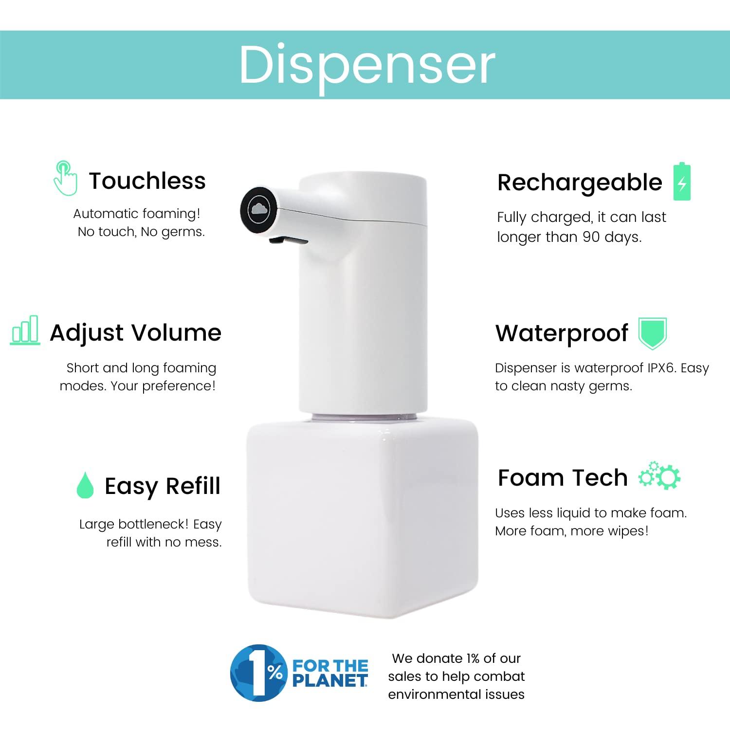 TUSH Toilet Paper Foam Dispenser Touchless, Waterproof, Rechargeable