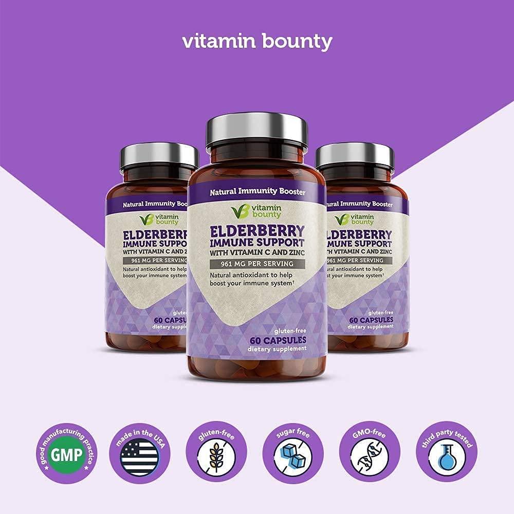 Vitamin Bounty Elderberry Capsules Advanced 5in1 Blend with Zinc