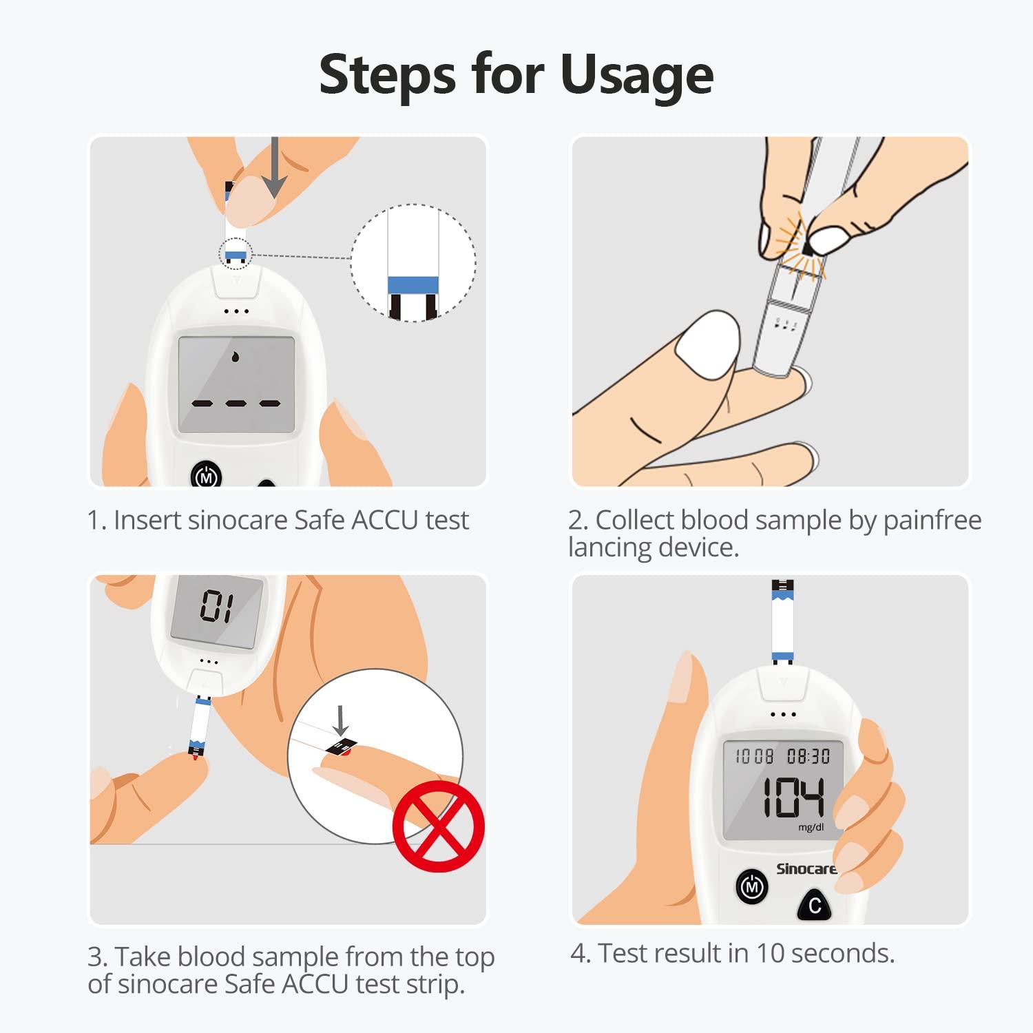 Sinocare Blood Sugar Test Strips Safe Accu Test Strip for Sinocare Safe