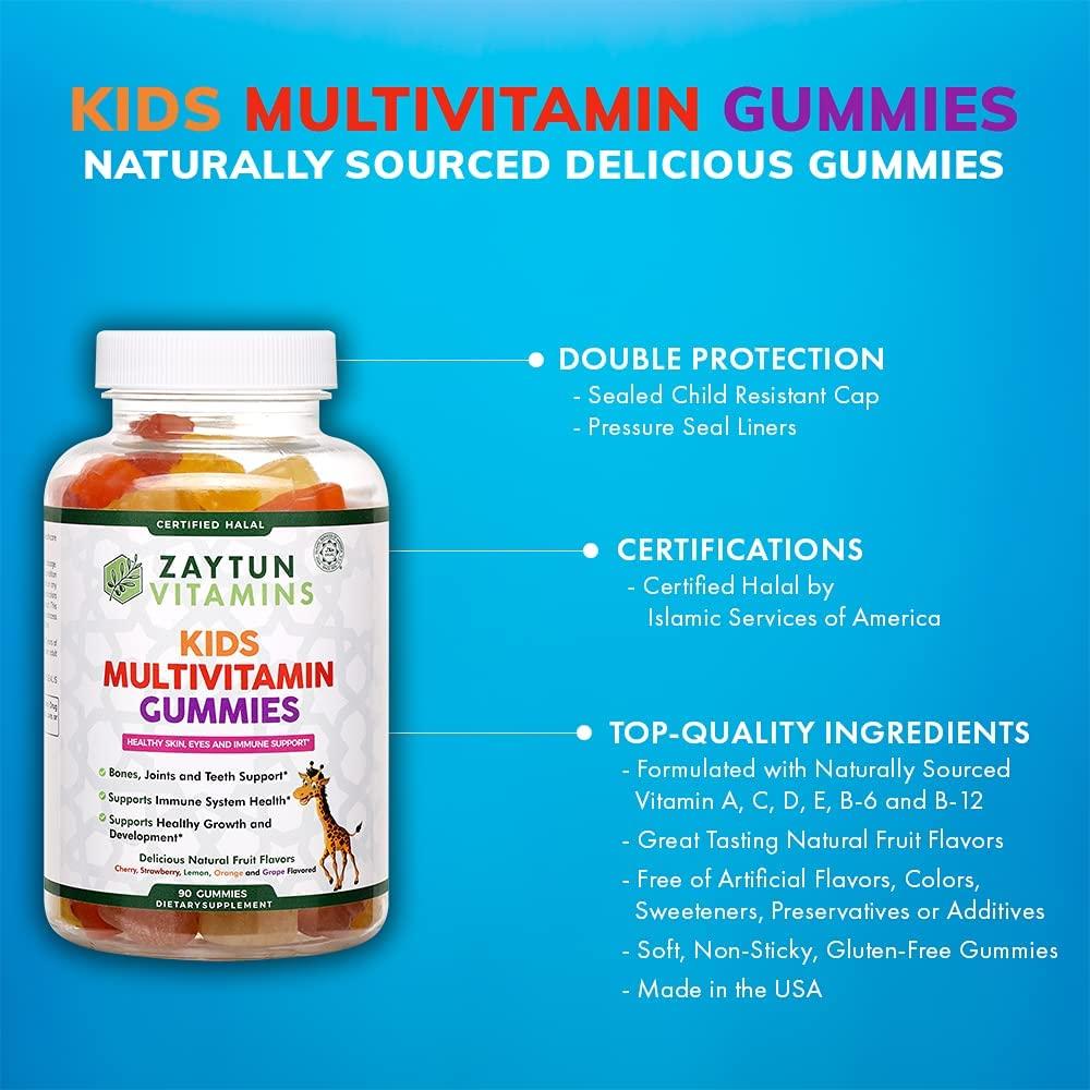 Zaytun Halal Vitamins for Kids Multivitamin Gummies Naturally Sourced