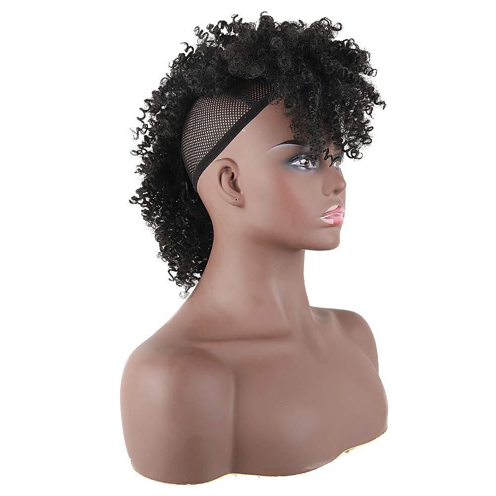 Amazon.com : CINHOO Jerry Curls Mohawk High Puff Hair Bun Ponytail  Drawstring With Bangs Synthetic Fauxhawks Afro High Puff Kinkys Curly Pony  Tail Clip in on Wrap Updo Hair Extensions for Women (