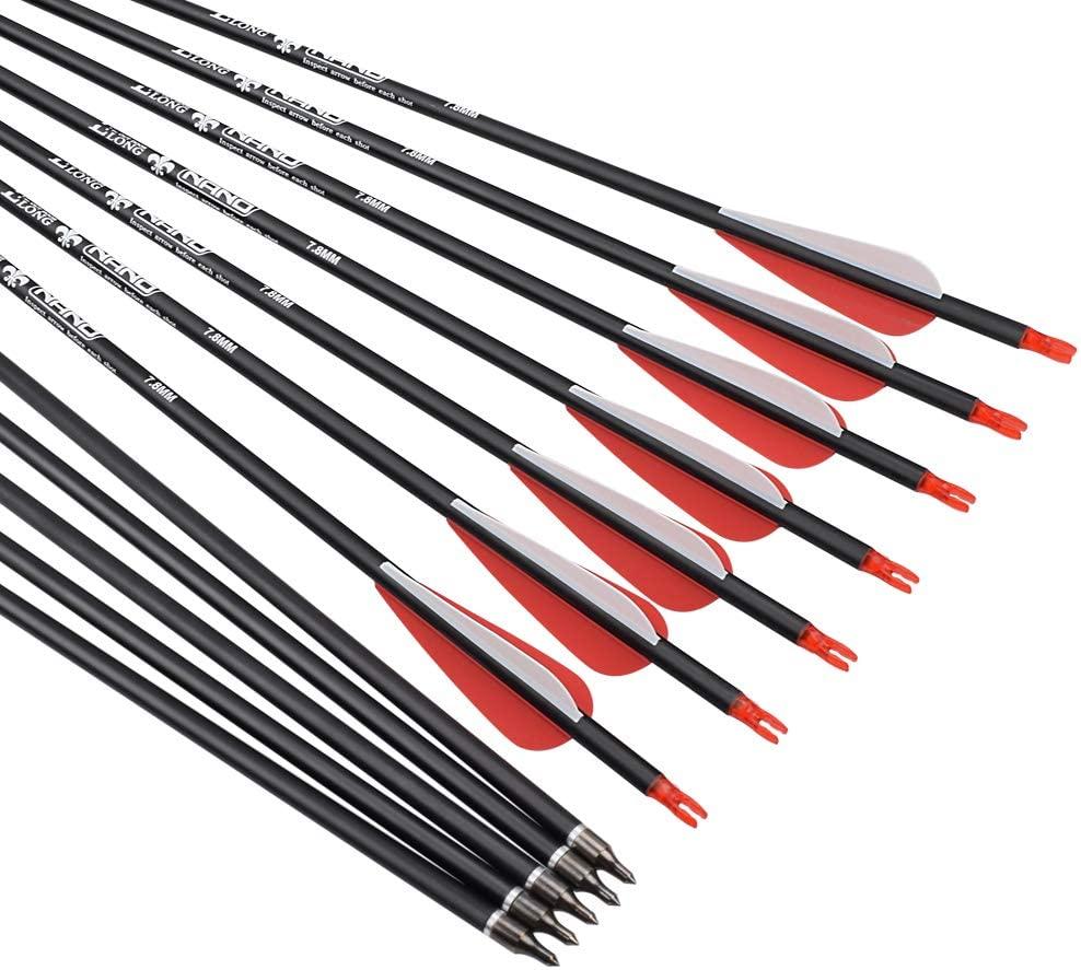 12 Pack 28 inch Carbon Arrow Hunting Arrows with 100 Grain Tips for
