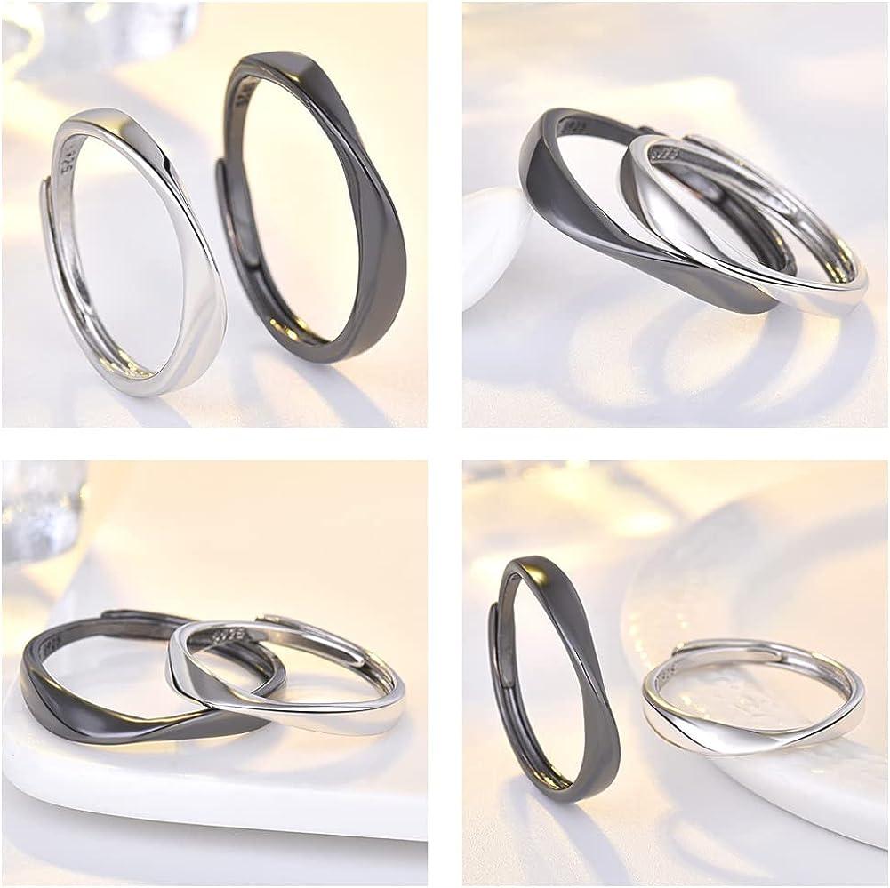 Adjustable Silver Couple Rings for lovers in Silver valentine gift &  proposal Ring Girlfriend Boyfriend Husband Wife Proposal Gift Birthday Gift