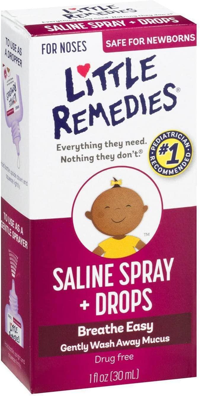 Little Remedies Little Noses Saline SprayDrops 1 fl oz Pack of 2 Gentle Nasal Relief for Babies