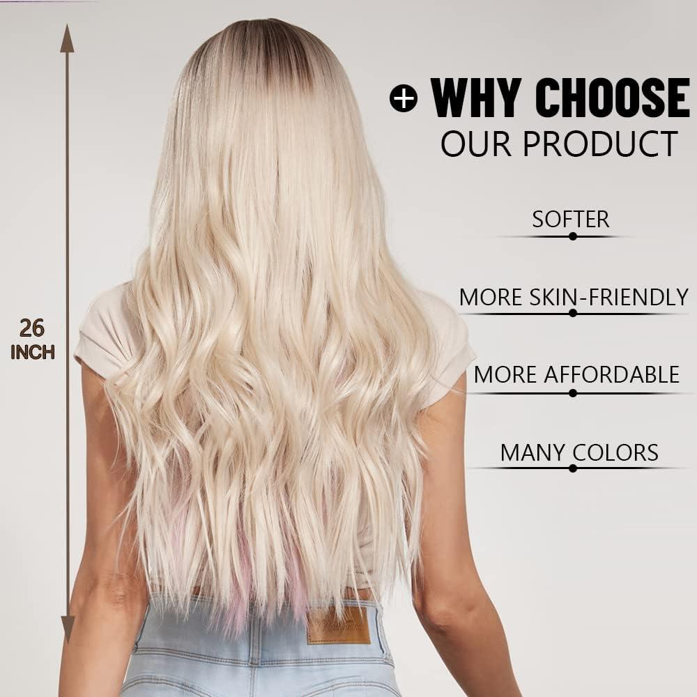 Esmee Long Wavy Blonde Wigs For Women With Fringe - View #3