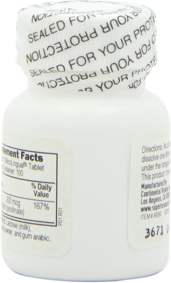 Superior Source Chromium Nutritional Supplements, 200 mcg, 100 Count