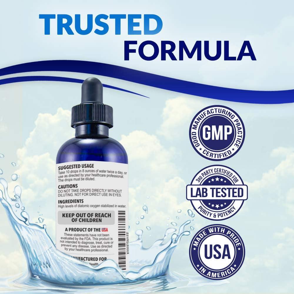 Dexterity Health Liquid Oxygen Drops 3Pack 4 oz. Dropper Bottles (Vegan & AllNatural) Safe