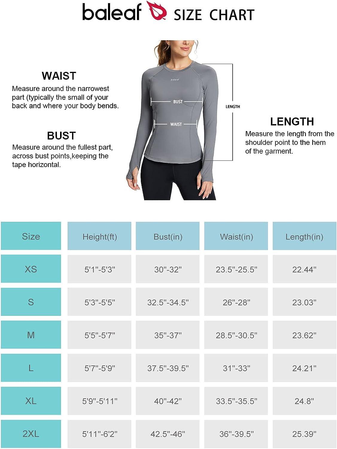 BALEAF Women's Long Sleeve Workout Tops Compression Running Shirts Fitted  Athletic Warm Thumbholes Quick Dry Stretch
