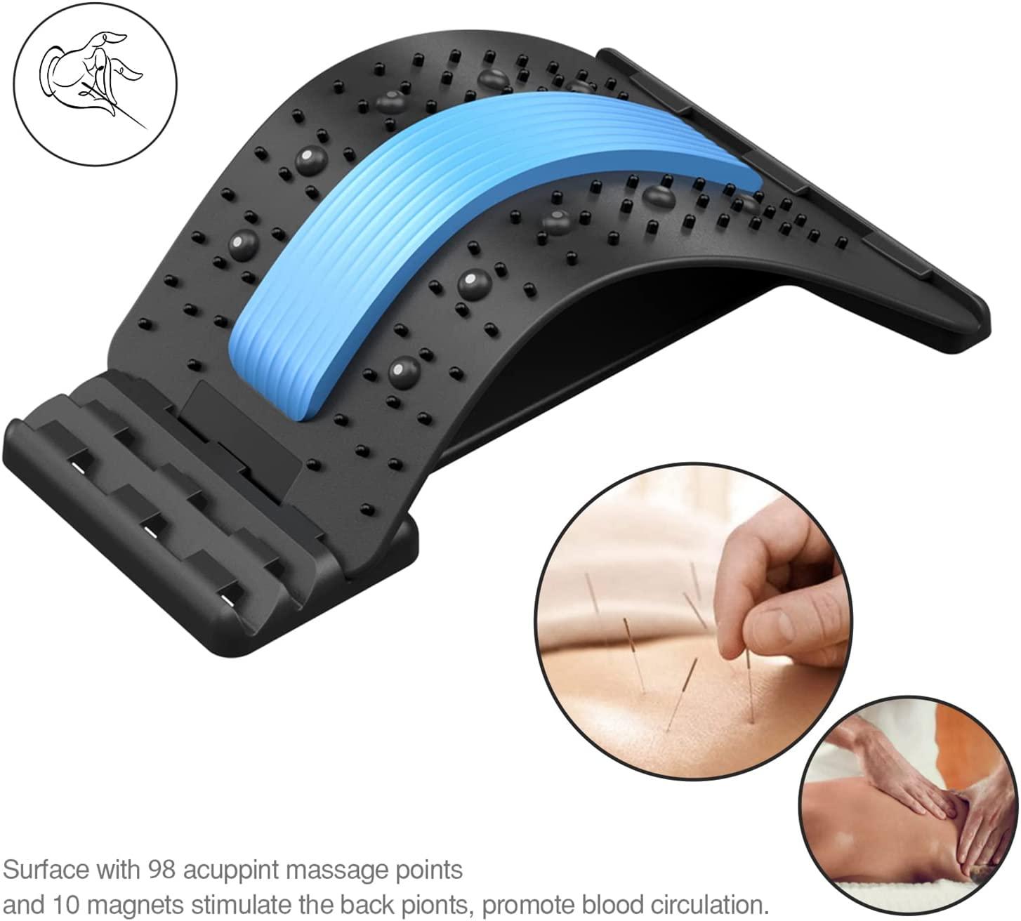 Back Stretcher, Lumbar Back Pain Relief Device, Multi-Level Back Massager  Lumbar, Pain Relief for Herniated Disc, Sciatica, Scoliosis, Black&Blue