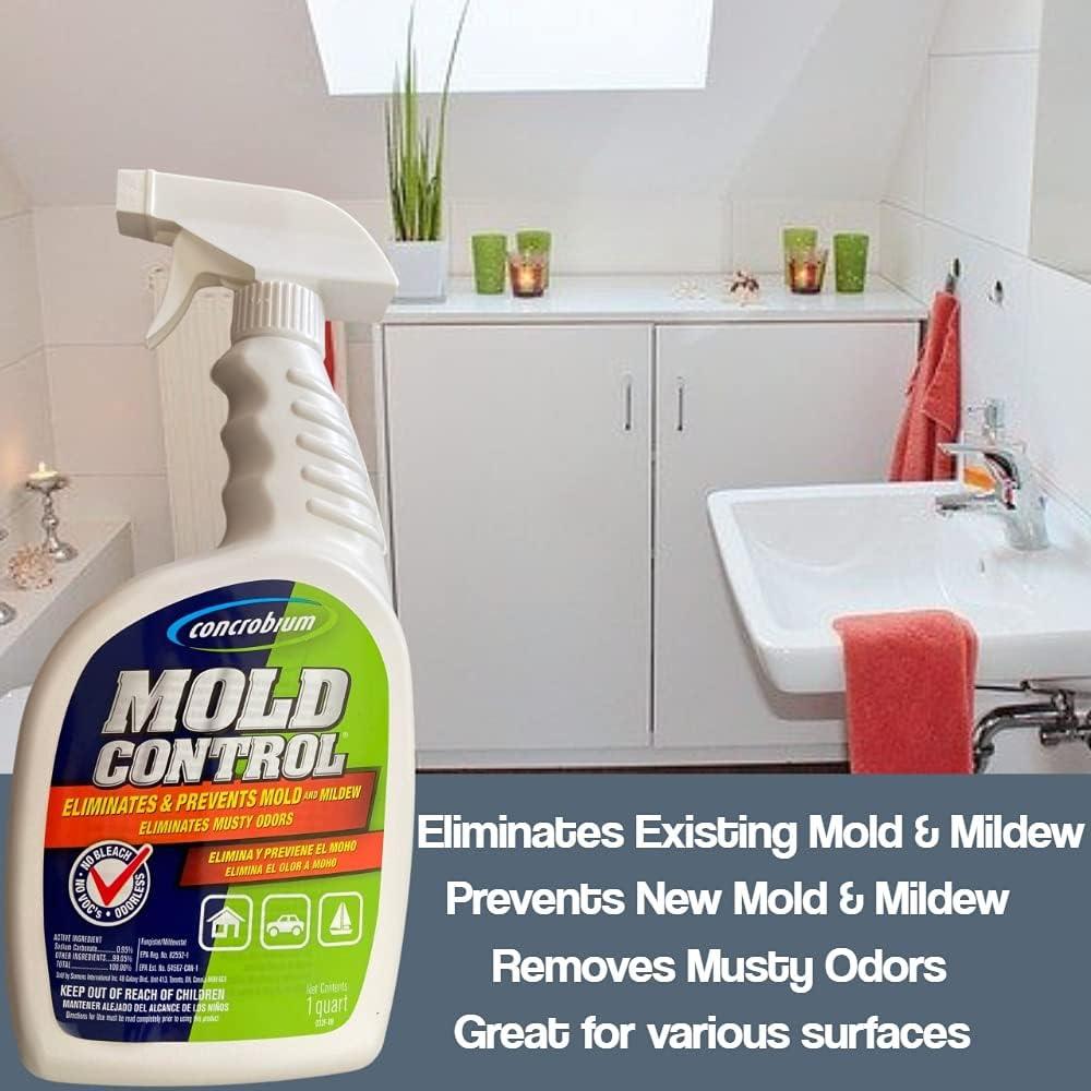 Concrobium Mold Control - Mold and Mildew Remover- Household 32 oz. Sprayer  Cleaner for the Elimination and Prevention of Mold, Mildew, and Musty  Odors- Effective Inhibitor on Hard and Fabric Surfaces- Bundled
