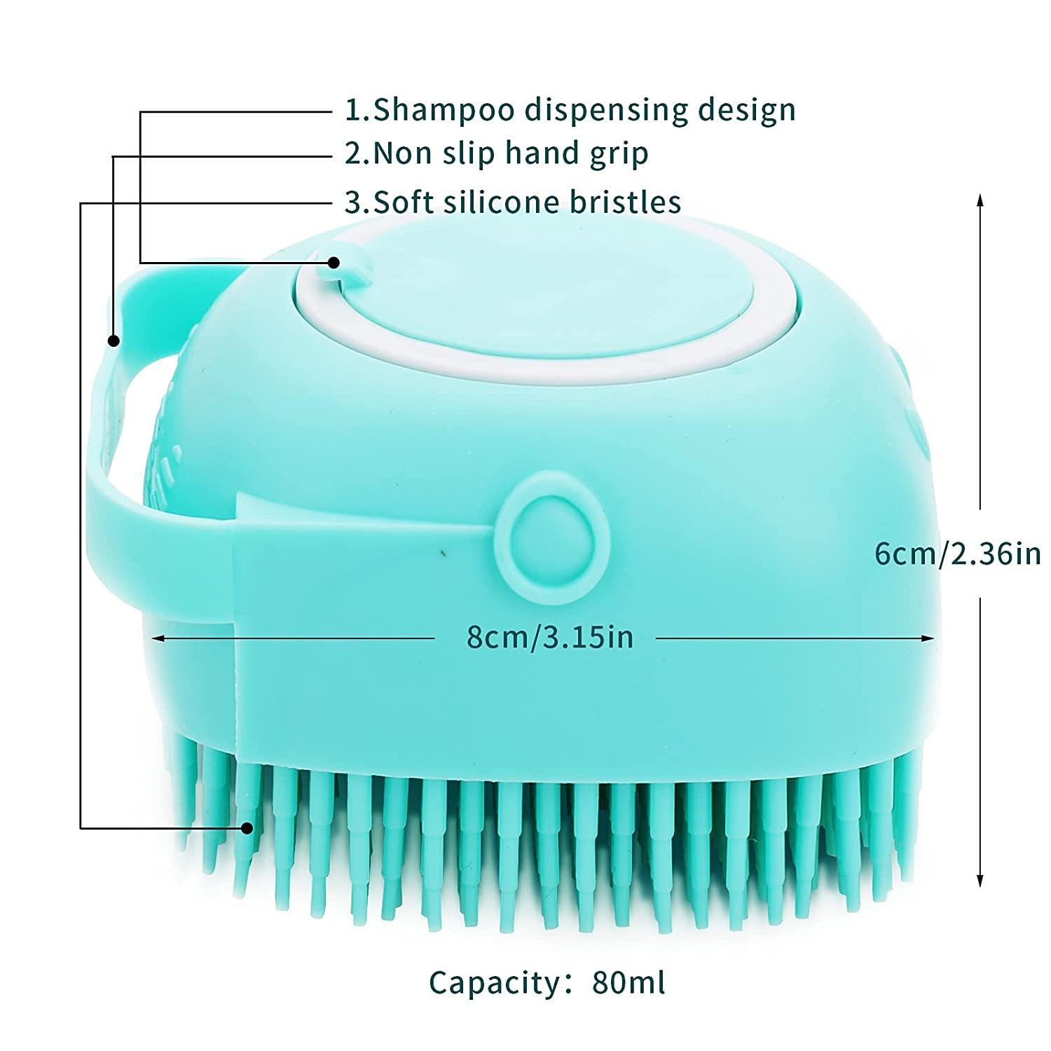 1pc Refillable Liquid Dispensing Silicone Pet Bath Brush - Gray