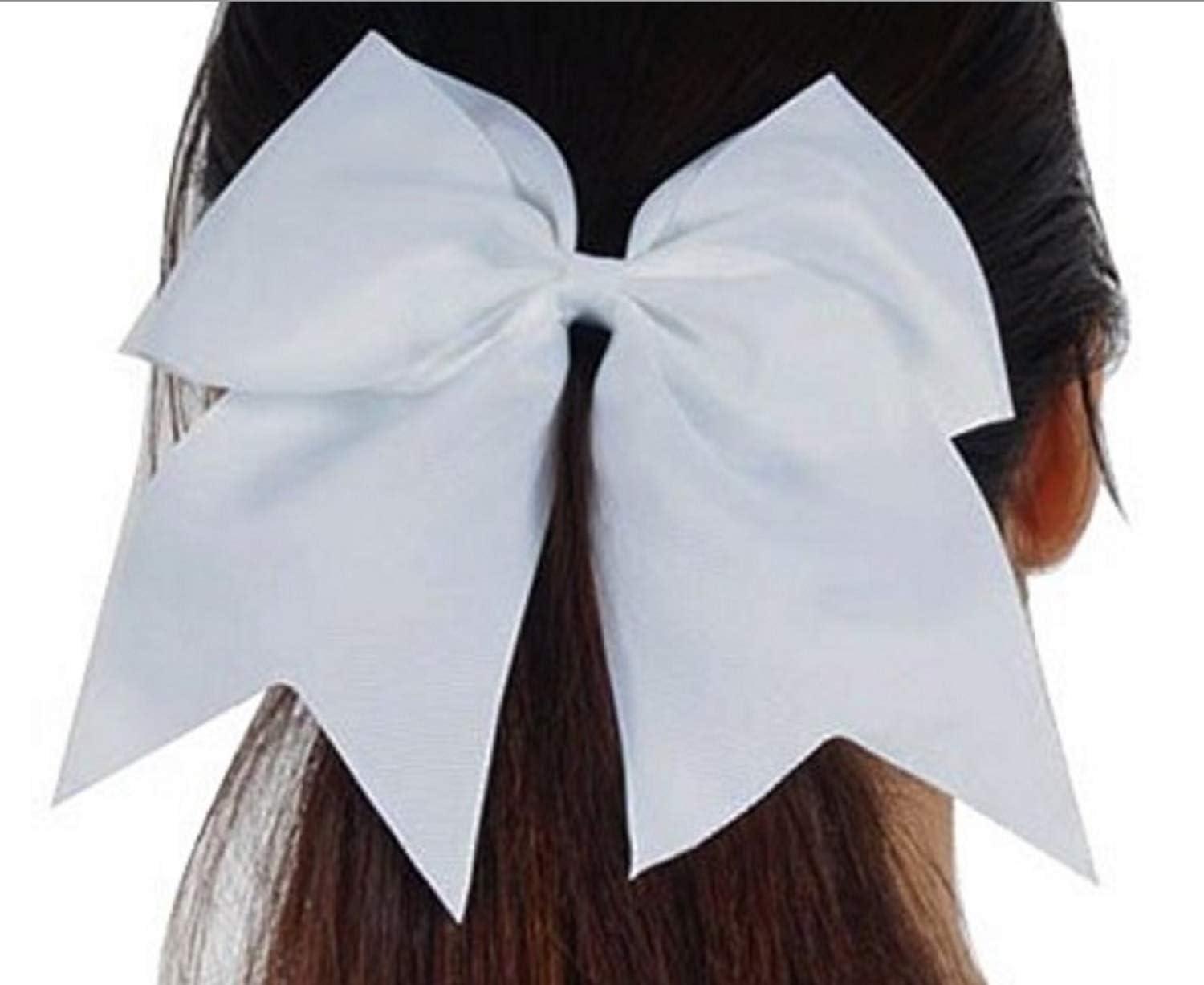 Light Pink Cheer Bow for Girls Large Hair Bows with Ponytail Holder Ribbon | Kenz Laurenz