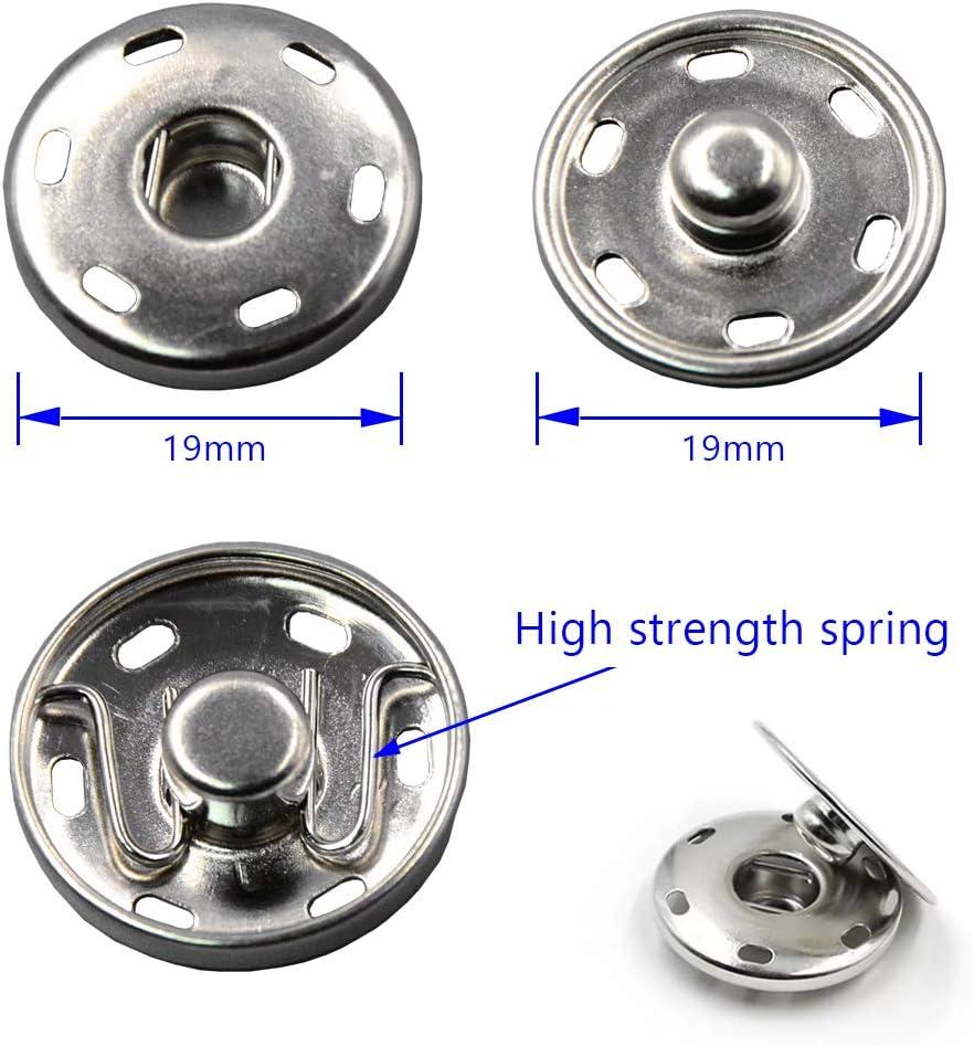 Metal Silver Plated Snap Fasteners Press Button 19mm Sew on Sewing Supplies  for Garment 100set/NK164