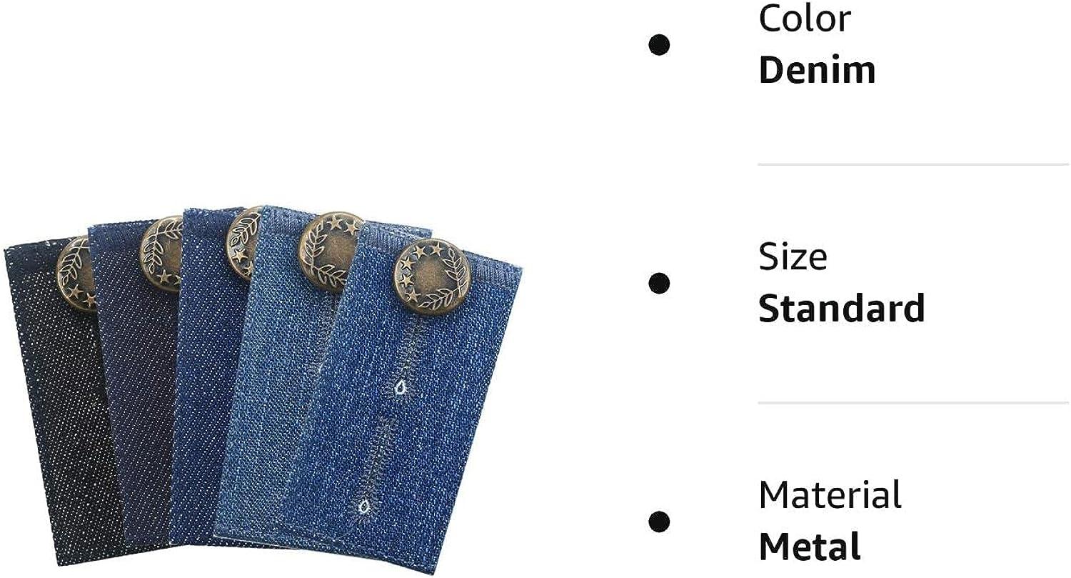  Waistband Extenders By Button Extender For PantsDenim  MaterialPack Of 5 ShadesPremium Metal Buttons2 Button HolesButton Extender  For Jeans