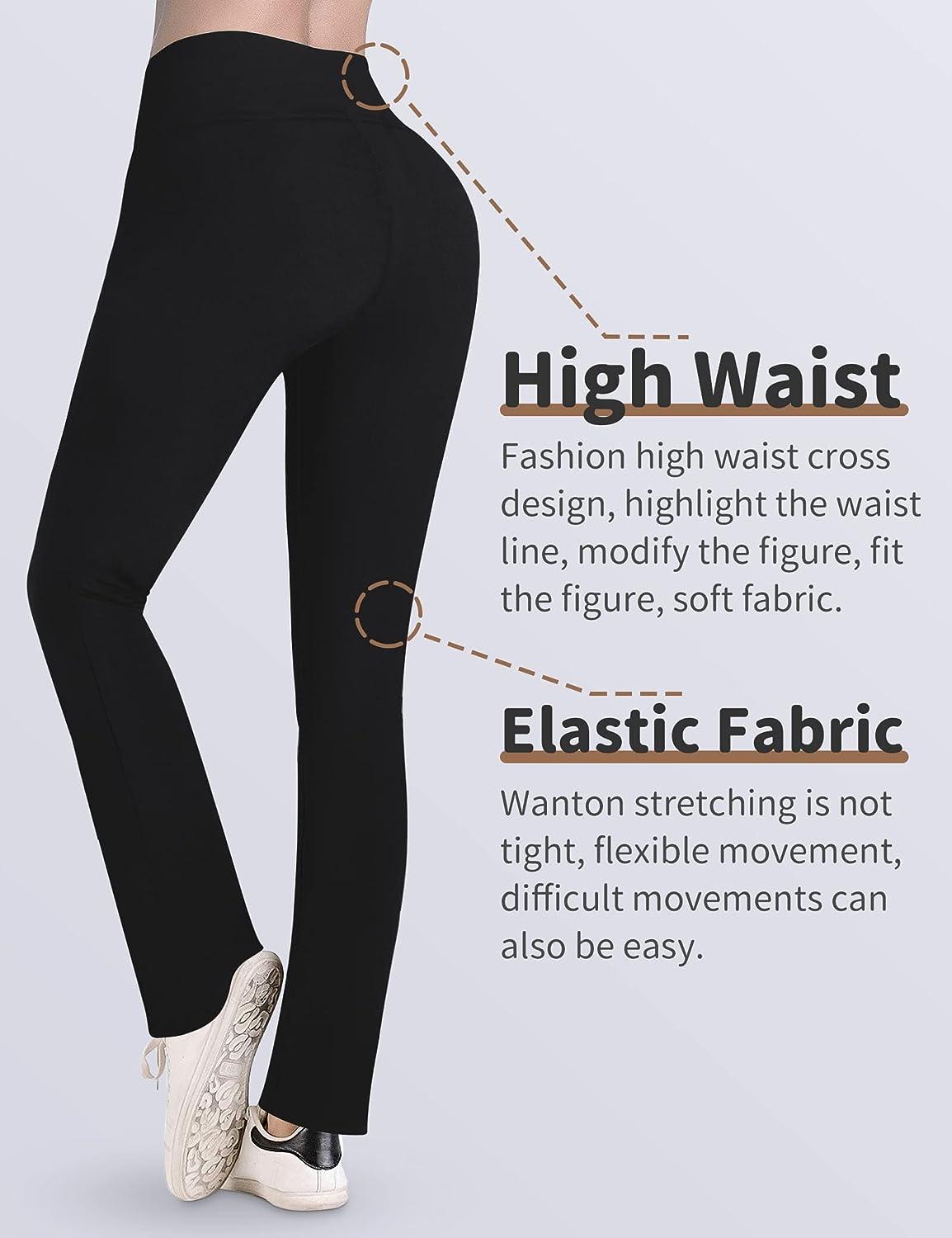 Black Bootcut Yoga Pants With Pockets For Women High Stretch