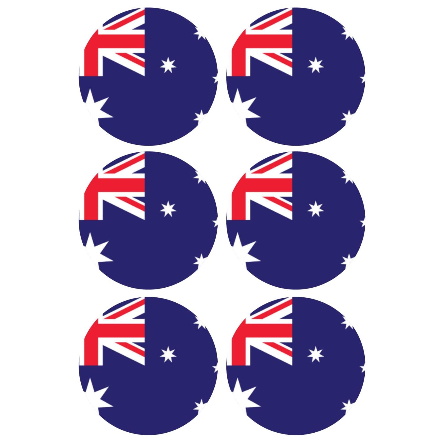 6 x Australia Flag Edible Wafer or Icing Cupcake Topper Fun Country ...