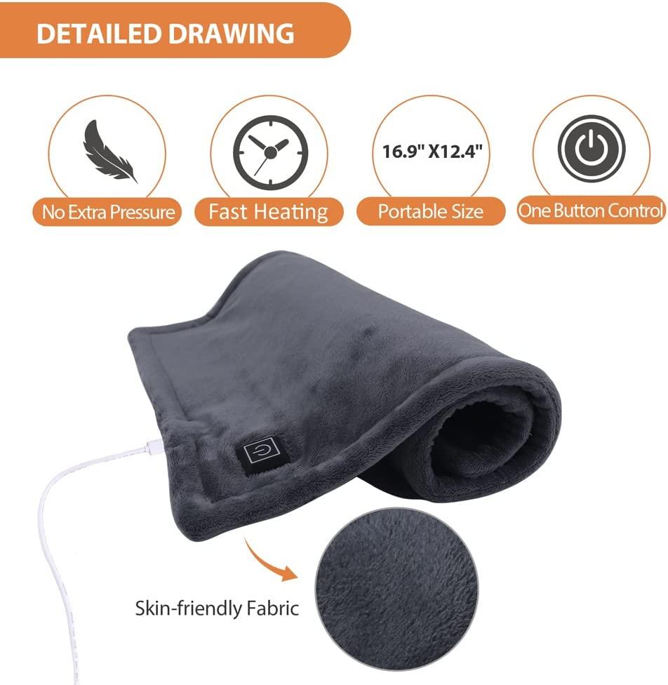 Comfheat USB Heating Pad for Pain Relief, Portable Heated Car Travel Blanket Pads Heat Settings