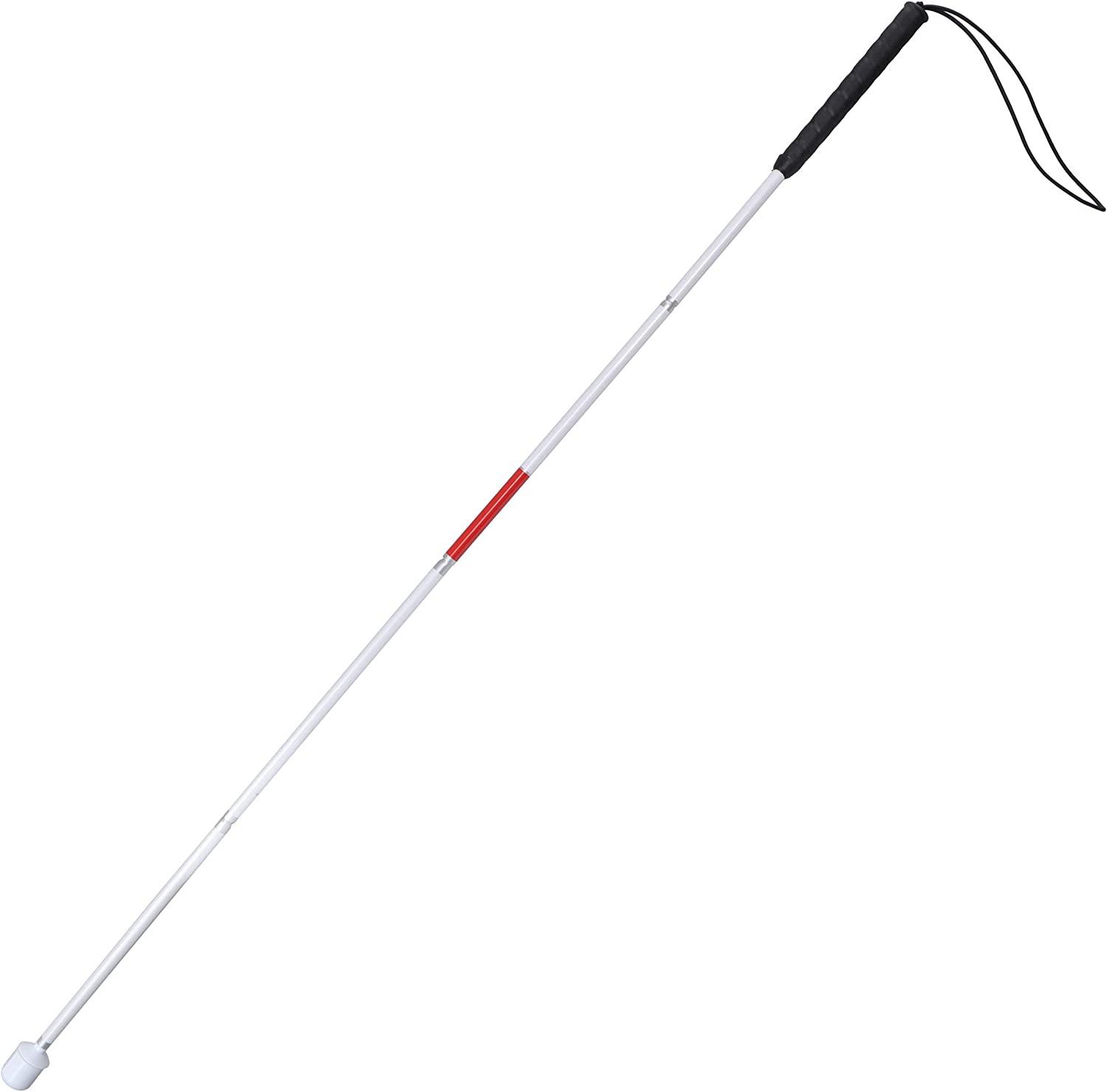 MonMed Red and White Folding Mobility Cane with Marshmallow Tip