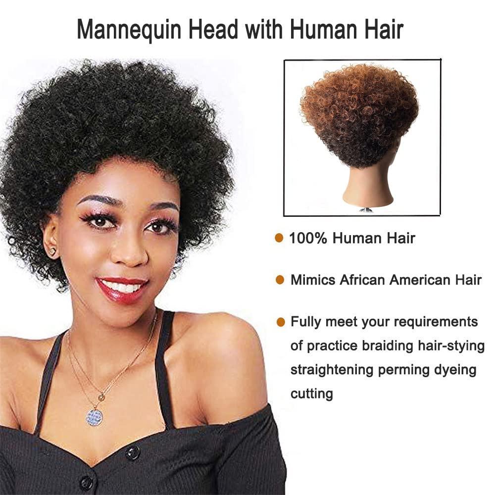 Cosmetology Afro Mannequin Head With Hair For Braiding Cornrow Practice Head