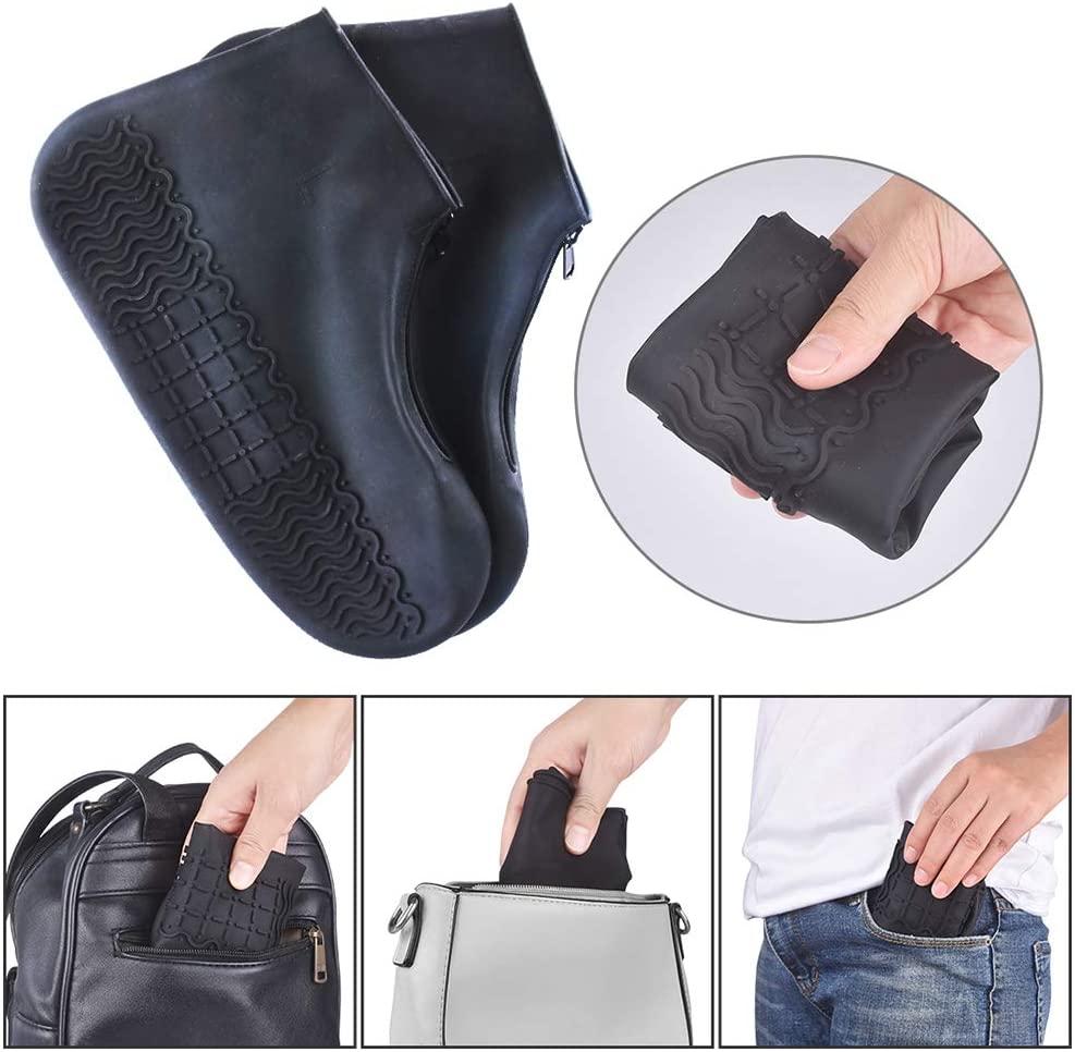 Waterproof Reusable Foldable Shoe Covers with Zipper - XL