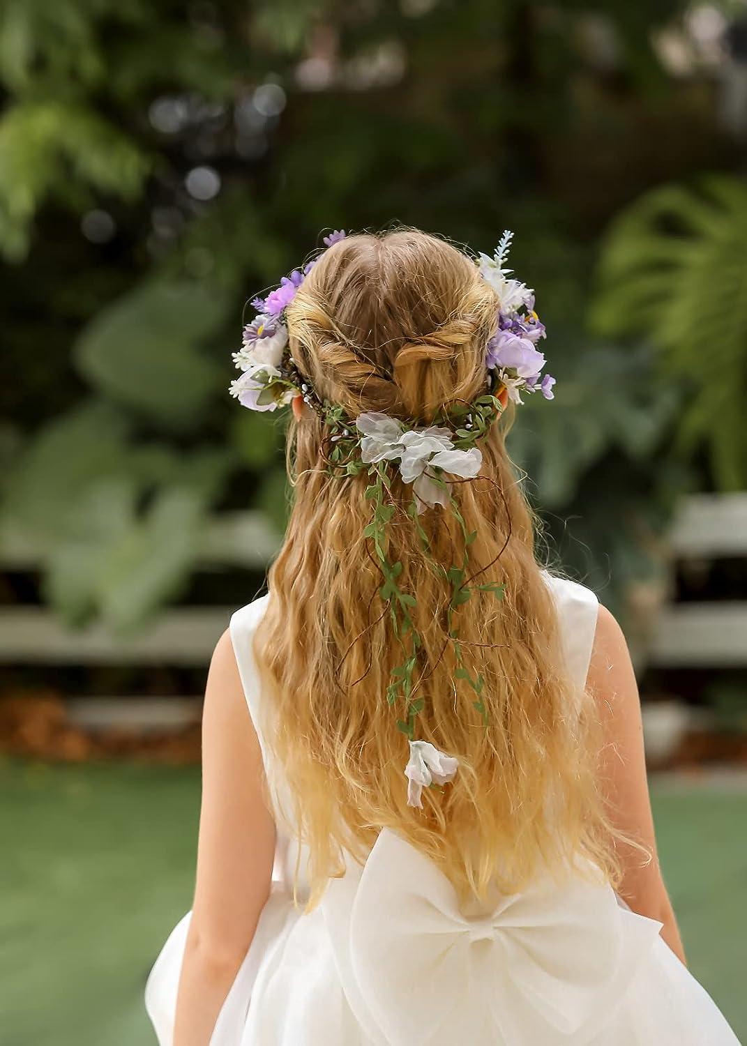 Boho Bridesmaid Floral Crown DreamLily Lavender Boho Wedding