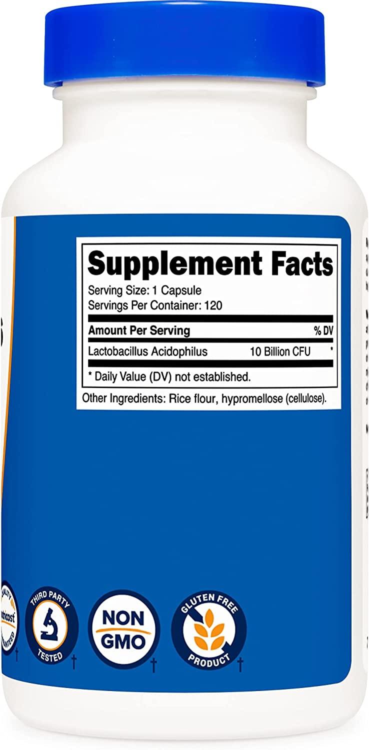 Nutricost Lactobacillus Acidophilus 10 Billion CFU 120 Vegetarian