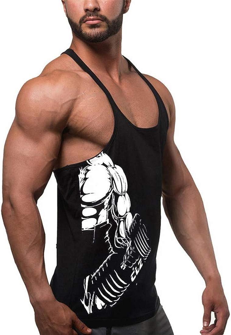 Men's Sleeveless Muscle Stringer Tank Top Cut Open Gym Training  Bodybuilding Vest Shirts