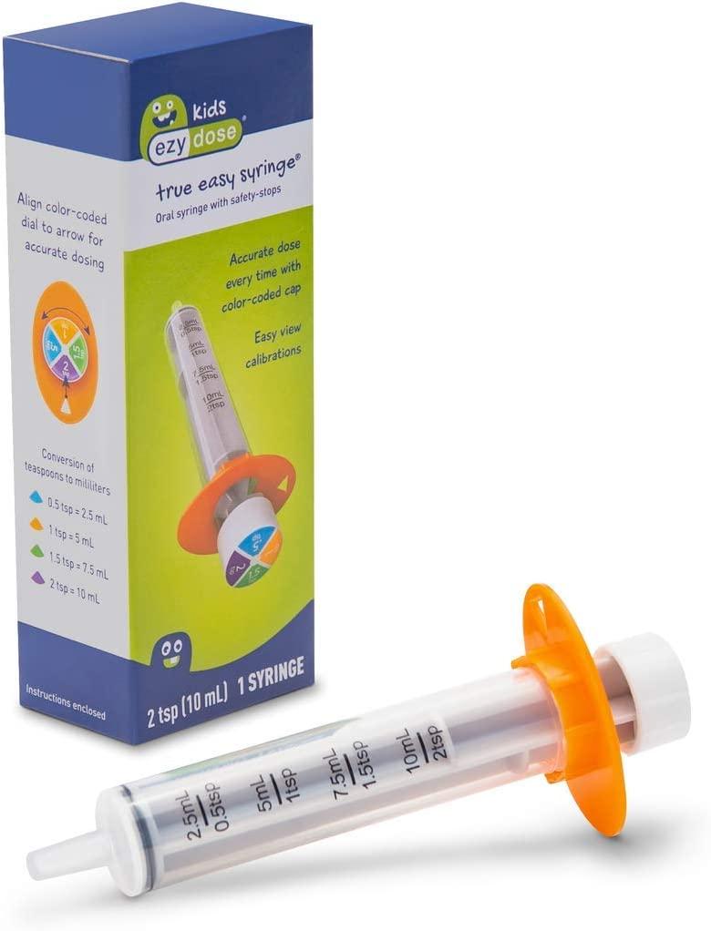 Ezy Dose Kids Baby Oral Syringe & Dispenser 10 mL/2 TSP Color Coded Design for Liquid Medicine