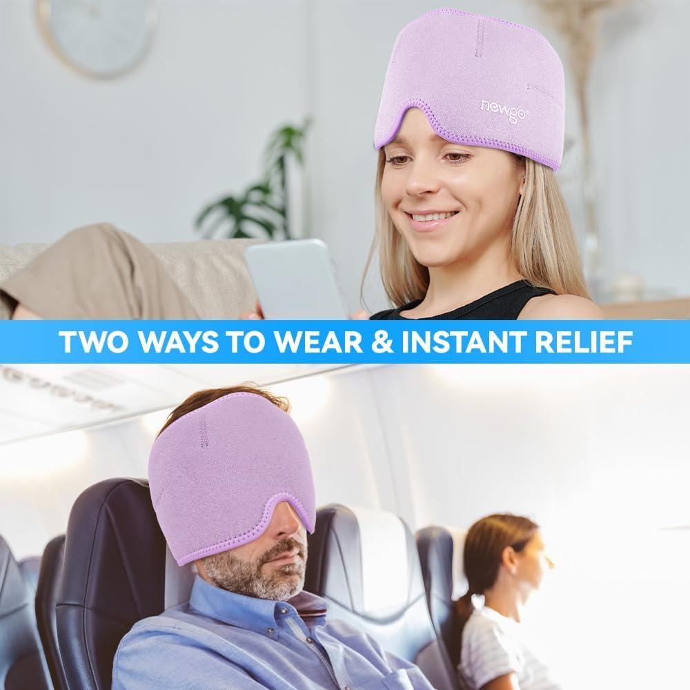 NEWGO Migraine Relief Head Ice Wrap - Hot Cold Therapy Headache Hat for ...